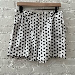 Aaron & Amber Womens White Black Polka Dot High Waist Shorts Cotton Beach Size L